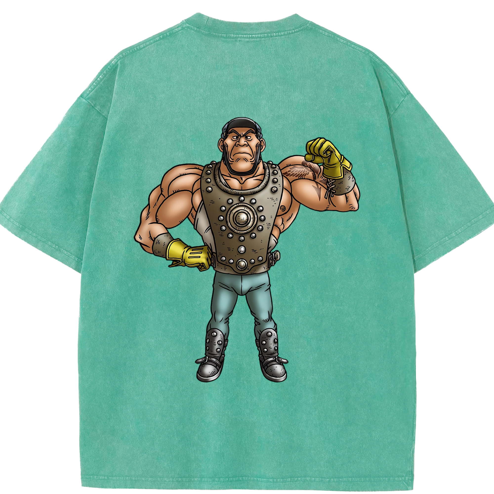 （画像用） ドラゴンクエスト Doragon Kuesuto Dragon Quest 綿100% ヴィンテージ風 半袖Tシャツ（背面プリント）